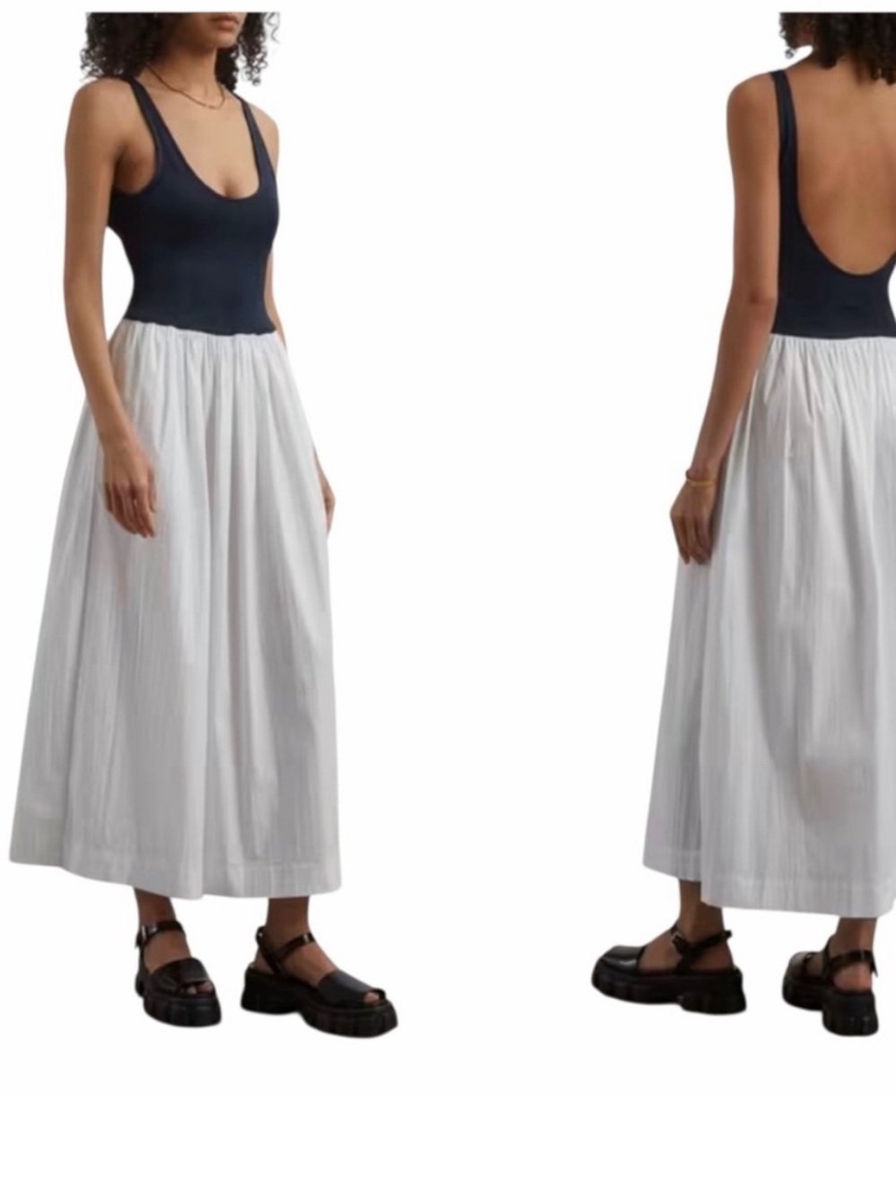 SOLID & STRIPED Navy and White Maxi Dress